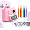 Kids Instant Print Camera with Thermal Printing, 12MP, 2 Paper Rolls & Color Pens